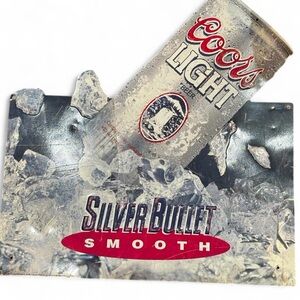 Vintage Coors Light 1992 Bar Sign Silver Bullet Metal Sign Man Cave Dorm Decor